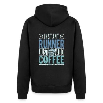 Runner Coffee Quote - Unisex Premium Organic Zip Hoodie - black - Back - Nico (187cm)