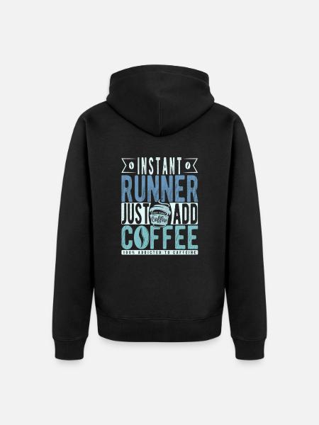 Runner Coffee Quote - Unisex Premium Organic Zip Hoodie - black