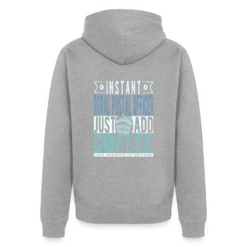 Rural Postal Officer Coffee Saying - Unisex Premium Organic Zip Hoodie - heather grey - Back - Nico (187cm)