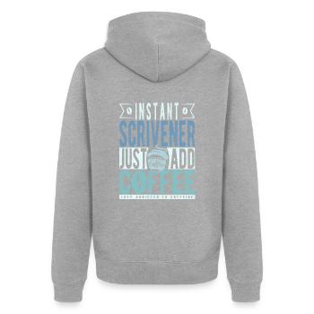 Schreiber Kaffee Spruch - Unisex Premium Bio Zip Hoodie - Grau meliert - Hinten - Nico (187cm)