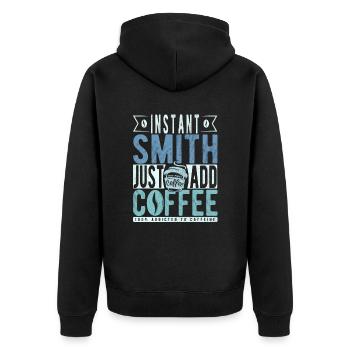 Blacksmith coffee saying - Unisex Premium Organic Zip Hoodie - black - Back - Nico (187cm)