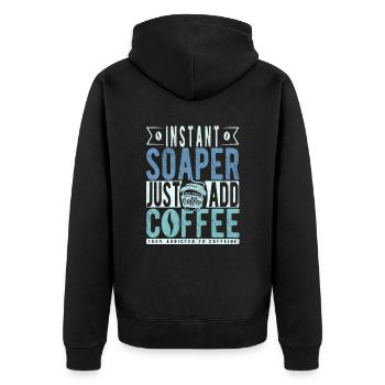 Soaper coffee saying - Unisex Premium Organic Zip Hoodie - black - Back - Nico (187cm)