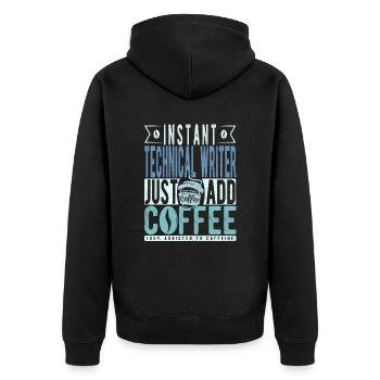 Rédacteur technique Café Dicton - Veste à capuche bio Premium Unisexe - noir - Dos - Nico (187cm)