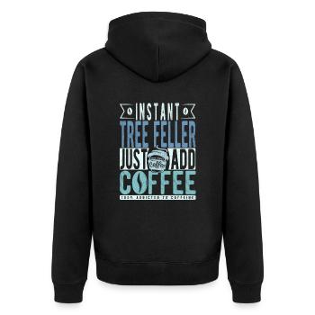 Baum Faller Kaffee Spruch - Unisex Premium Bio Zip Hoodie - Schwarz - Hinten - Nico (187cm)