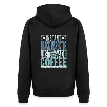 Persecution Inspector Coffee Saying - Unisex Premium Organic Zip Hoodie - black - Back - Nico (187cm)