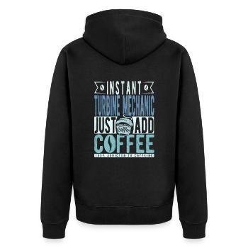 Dicton café mécanicien de turbine - Veste à capuche bio Premium Unisexe - noir - Dos - Nico (187cm)