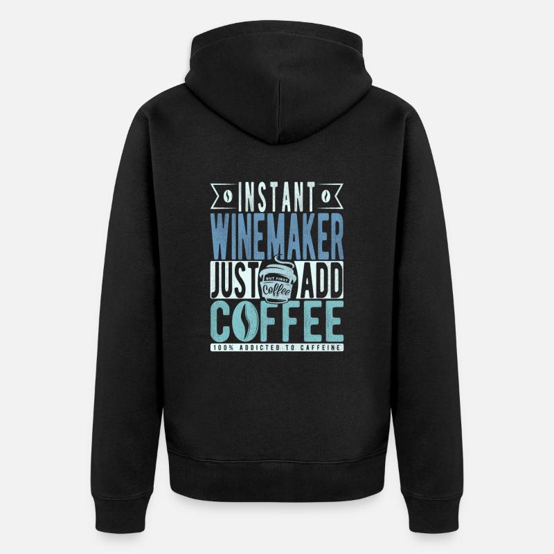 Winzer Kaffee Spruch - Unisex Premium Bio Zip Hoodie - Schwarz