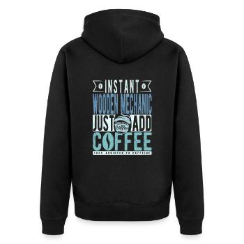 Dicton de café mécanicien bois - Veste à capuche bio Premium Unisexe - noir - Dos - Nico (187cm)