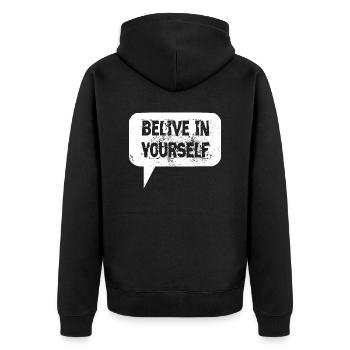 Citation Croyez en vous blanc - Veste à capuche bio Premium Unisexe - noir - Dos - Nico (187cm)