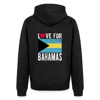 Bahamas Souvenir - Unisex Premium Bio Zip Hoodie - Schwarz - Hinten - Nico (187cm)