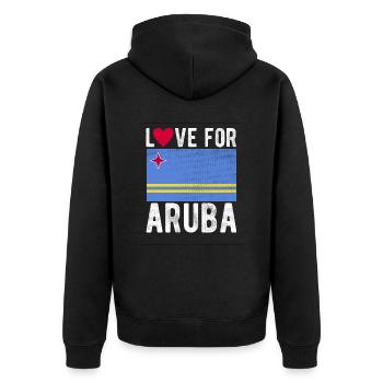 Aruba Souvenir - Unisex Premium Organic Zip Hoodie - black - Back - Nico (187cm)