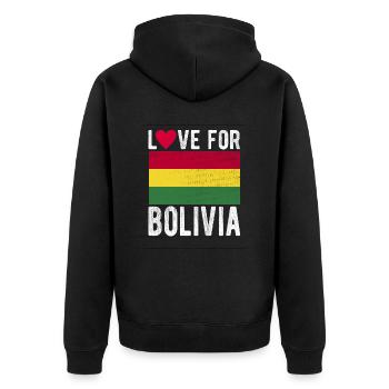 Bolivia Souvenir - Unisex Premium Organic Zip Hoodie - black - Back - Nico (187cm)