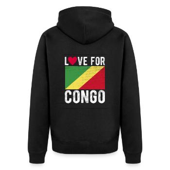 Congo Souvenir - Unisex Premium Organic Zip Hoodie - black - Back - Nico (187cm)