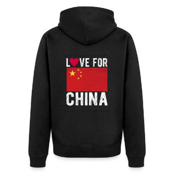 Souvenir de Chine - Veste à capuche bio Premium Unisexe - noir - Dos - Nico (187cm)