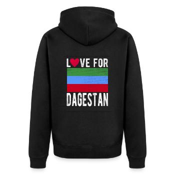 Dagestan Souvenir - Unisex Premium Organic Zip Hoodie - black - Back - Nico (187cm)