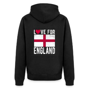 England Souvenir - Unisex Premium Bio Zip Hoodie - Schwarz - Hinten - Nico (187cm)