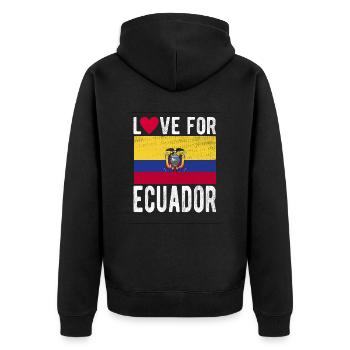 Ecuador Souvenir - Unisex Premium Bio Zip Hoodie - Schwarz - Hinten - Nico (187cm)