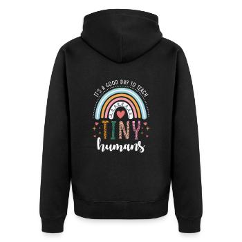 Primary school teacher rainbow - Unisex Premium Organic Zip Hoodie - black - Back - Nico (187cm)