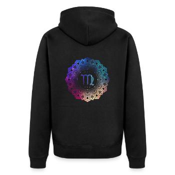 Virgo Zodiac Symbol Mandala - Unisex Premium Organic Zip Hoodie - black - Back - Nico (187cm)