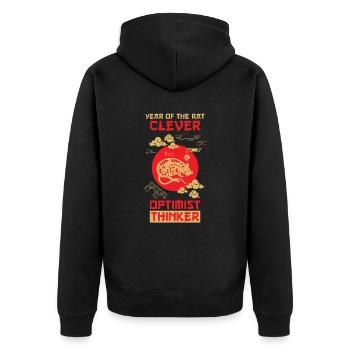 rat Chinese zodiac sign - Unisex Premium Organic Zip Hoodie - black - Back - Nico (187cm)