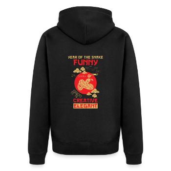 Schlange Chinesisches Tierkreiszeichen - Unisex Premium Bio Zip Hoodie - Schwarz - Hinten - Nico (187cm)