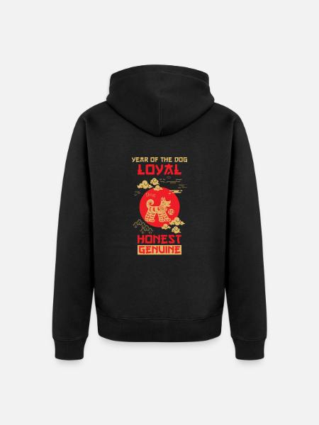 Dog Chinese Zodiac Sign - Unisex Premium Organic Zip Hoodie - black
