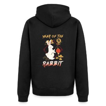 Signe chinois du zodiaque Rat - Veste à capuche bio Premium Unisexe - noir - Dos - Nico (187cm)