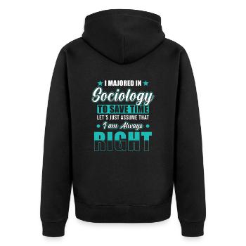 Sociology Degree - Unisex Premium Organic Zip Hoodie - black - Back - Nico (187cm)