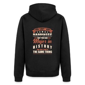 Geschichte Abschluss - Unisex Premium Bio Zip Hoodie - Schwarz - Hinten - Nico (187cm)