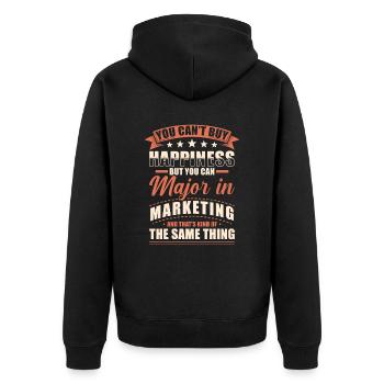 Marketing Abschluss - Unisex Premium Bio Zip Hoodie - Schwarz - Hinten - Nico (187cm)