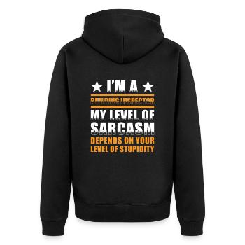 Building inspector Spruch - Unisex Premium Organic Zip Hoodie - black - Back - Nico (187cm)