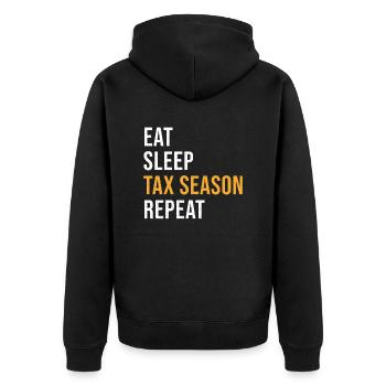 Buchhalter Spruch Steuersaison - Unisex Premium Bio Zip Hoodie - Schwarz - Hinten - Nico (187cm)