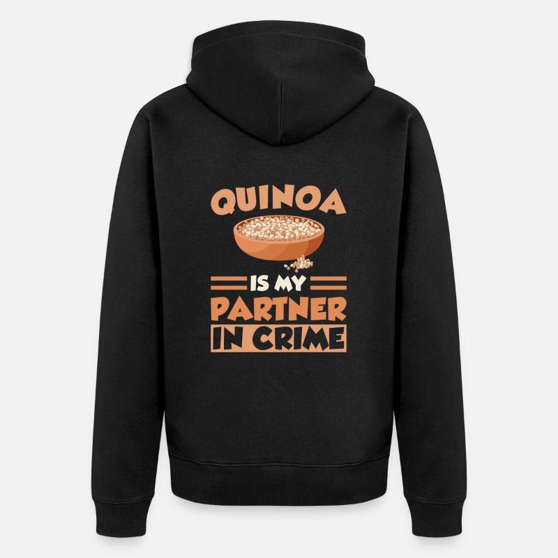 Quinoa Spruch - Unisex Premium Bio Zip Hoodie - Schwarz