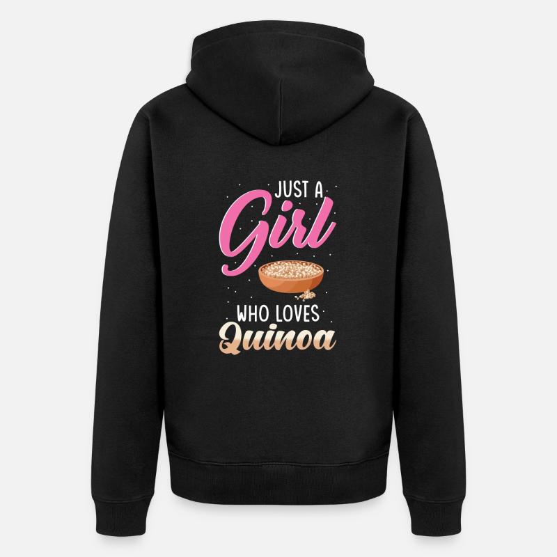 Quinoa Spruch - Unisex Premium Bio Zip Hoodie - Schwarz