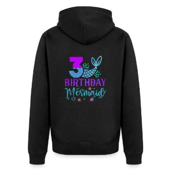 3ème anniversaire Sirène - Veste à capuche bio Premium Unisexe - noir - Dos - Nico (187cm)