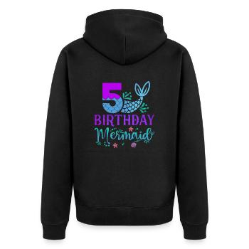 5ème anniversaire Sirène - Veste à capuche bio Premium Unisexe - noir - Dos - Nico (187cm)