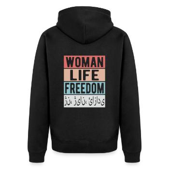 Frau Leben Freiheit Femme Liberté de vie - Veste à capuche bio Premium Unisexe - noir - Dos - Nico (187cm)