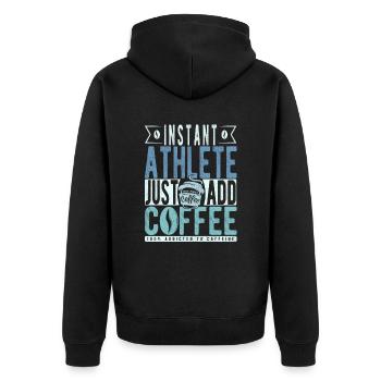 Buchalter Kaffee Spruch - Unisex Premium Bio Zip Hoodie - Schwarz - Hinten - Nico (187cm)