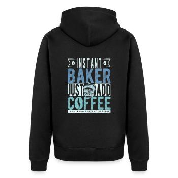 Buchalter Kaffee Spruch - Unisex Premium Bio Zip Hoodie - Schwarz - Hinten - Nico (187cm)
