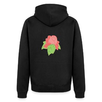 Rose Red Rose Hand-drawn - Unisex Premium Organic Zip Hoodie - black - Back - Nico (187cm)