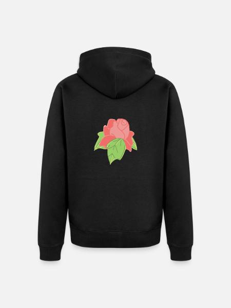Rose Red Rose Hand-drawn - Unisex Premium Organic Zip Hoodie - black