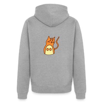 Chat dessiné à la main - Veste à capuche bio Premium Unisexe - gris chiné - Dos - Nico (187cm)