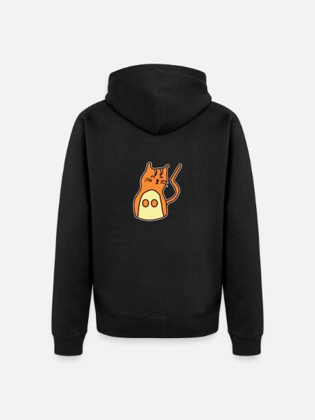 Cat hand-drawn - Unisex Premium Organic Zip Hoodie - black