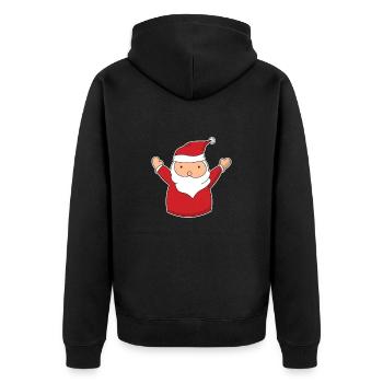 Weihnachtsmann Weihnachten Hand Gezeichnet - Unisex Premium Bio Zip Hoodie - Schwarz - Hinten - Nico (187cm)