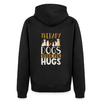Therapiehund Spruch - Unisex Premium Bio Zip Hoodie - Schwarz - Hinten - Nico (187cm)