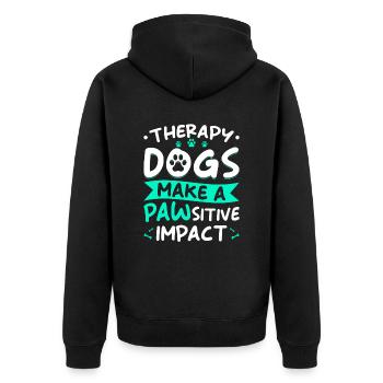 Therapiehund Spruch - Unisex Premium Bio Zip Hoodie - Schwarz - Hinten - Nico (187cm)