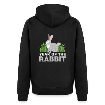 Signe du zodiaque chinois du lapin - Veste à capuche bio Premium Unisexe - noir - Dos - Nico (187cm)