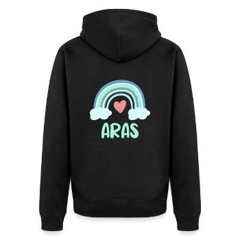 Aras Name Regenbogen Baby - Unisex Premium Bio Zip Hoodie - Schwarz - Hinten - Nico (187cm)