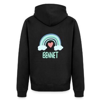 Bennet Name Regenbogen Baby - Unisex Premium Bio Zip Hoodie - Schwarz - Hinten - Nico (187cm)