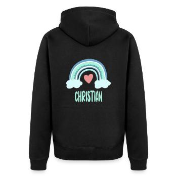 Nom chrétien Rainbow Baby - Veste à capuche bio Premium Unisexe - noir - Dos - Nico (187cm)